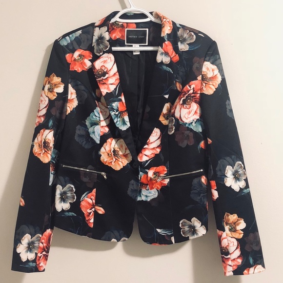 Another Story satin floral blazer suit jacket - Picture 2 of 10